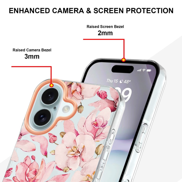 For iPhone 16 Plus Flowers and Plants Series IMD TPU Phone Case(Pink Gardenia) - free shipping - PMC TechLife - Order now!