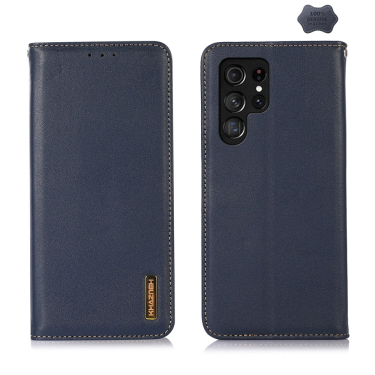 For Samsung Galaxy S24 Ultra KHAZNEH Nappa Top Layer Cowhide Leather Phone Case(Blue) - Galaxy Phone Cases by PMC Jewellery | Online Shopping South Africa | PMC Jewellery | Buy Now Pay Later Mobicred