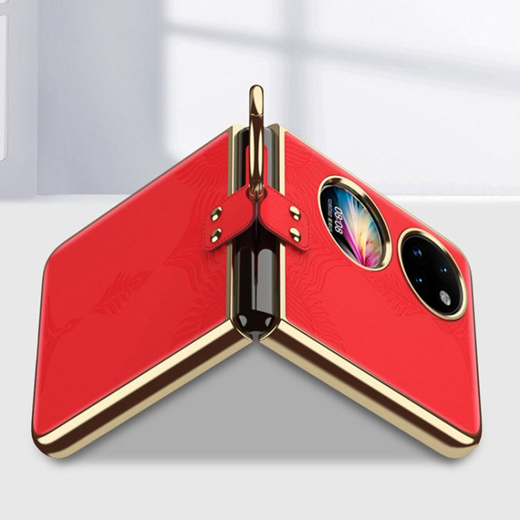 For Huawei P50 Pocket Electroplated Embossed Leather Phone Case with Ring(Gold) - Huawei Cases by PMC TechLife | Online Shopping South Africa | PMC TechLife | Buy Now Pay Later Mobicred