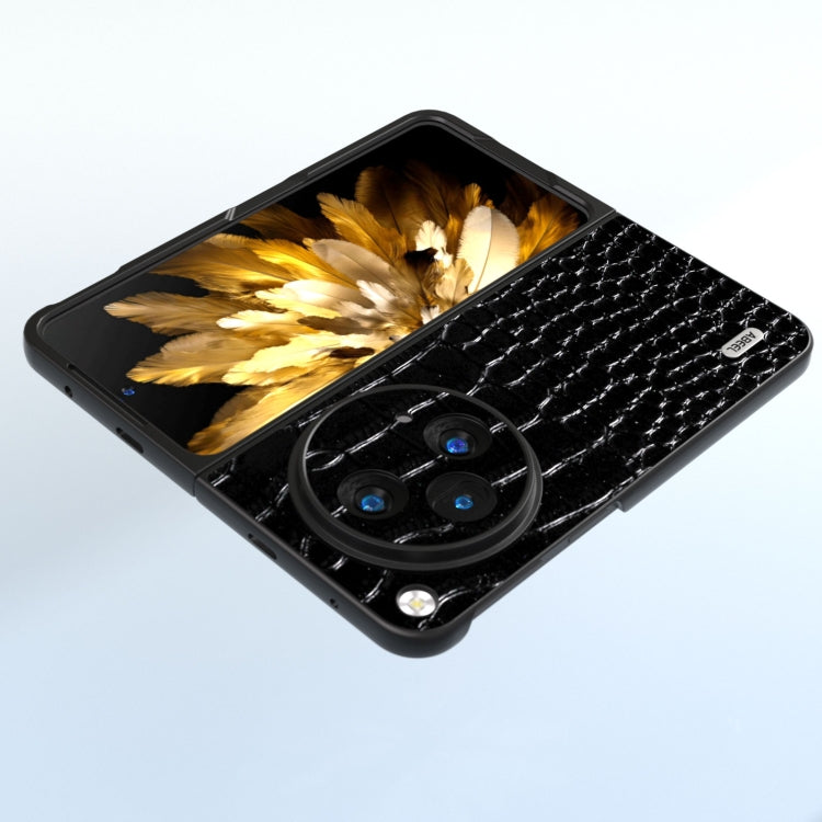 For OPPO Find N3 ABEEL Genuine Leather Crocodile Pattern Black Edge Phone Case(Black) - Find N3 Cases by PMC TechLife | Online Shopping South Africa | PMC TechLife | Buy Now Pay Later Mobicred