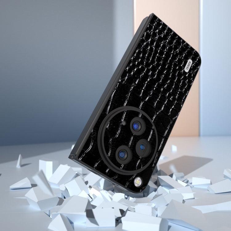 For OPPO Find N3 ABEEL Genuine Leather Crocodile Pattern Black Edge Phone Case(Black) - Find N3 Cases by PMC TechLife | Online Shopping South Africa | PMC TechLife | Buy Now Pay Later Mobicred