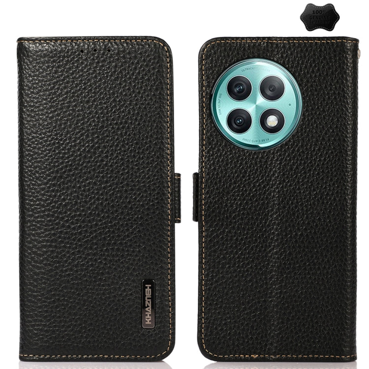 For OnePlus Ace 2 Pro KHAZNEH Side-Magnetic Litchi Genuine Leather RFID Phone Case(Black) - OnePlus Cases by PMC TechLife | Online Shopping South Africa | PMC TechLife | Buy Now Pay Later Mobicred