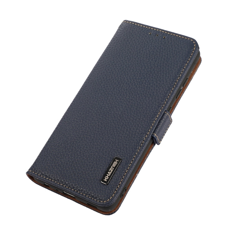 For OnePlus Ace 2 Pro KHAZNEH Side-Magnetic Litchi Genuine Leather RFID Phone Case(Blue) - OnePlus Cases by PMC TechLife | Online Shopping South Africa | PMC TechLife | Buy Now Pay Later Mobicred