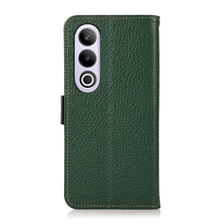 For OnePlus Ace 3V KHAZNEH Side-Magnetic Litchi Genuine Leather RFID Phone Case(Green) - OnePlus Cases by PMC TechLife | Online Shopping South Africa | PMC TechLife | Buy Now Pay Later Mobicred