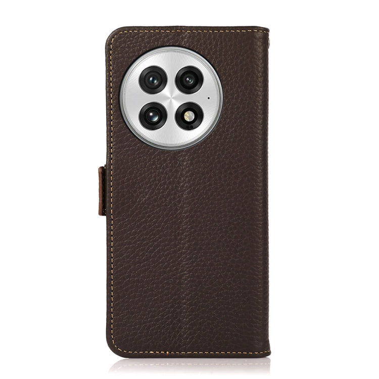For OnePlus 13 KHAZNEH Side-Magnetic Litchi Genuine Leather RFID Phone Case(Brown) - OnePlus Cases by PMC TechLife | Online Shopping South Africa | PMC TechLife | Buy Now Pay Later Mobicred