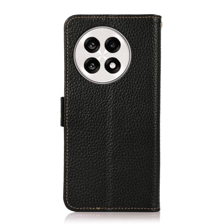 For OnePlus Ace 5 Pro / Ace 5 / 13R KHAZNEH Side-Magnetic Litchi Genuine Leather RFID Phone Case(Black) - free shipping - PMC TechLife - Order now!