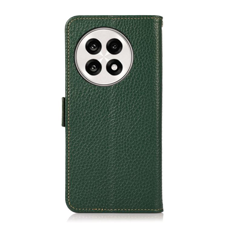 For OnePlus Ace 5 Pro / Ace 5 / 13R KHAZNEH Side-Magnetic Litchi Genuine Leather RFID Phone Case(Green) - OnePlus Cases by PMC TechLife | Online Shopping South Africa | PMC TechLife | Buy Now Pay Later Mobicred