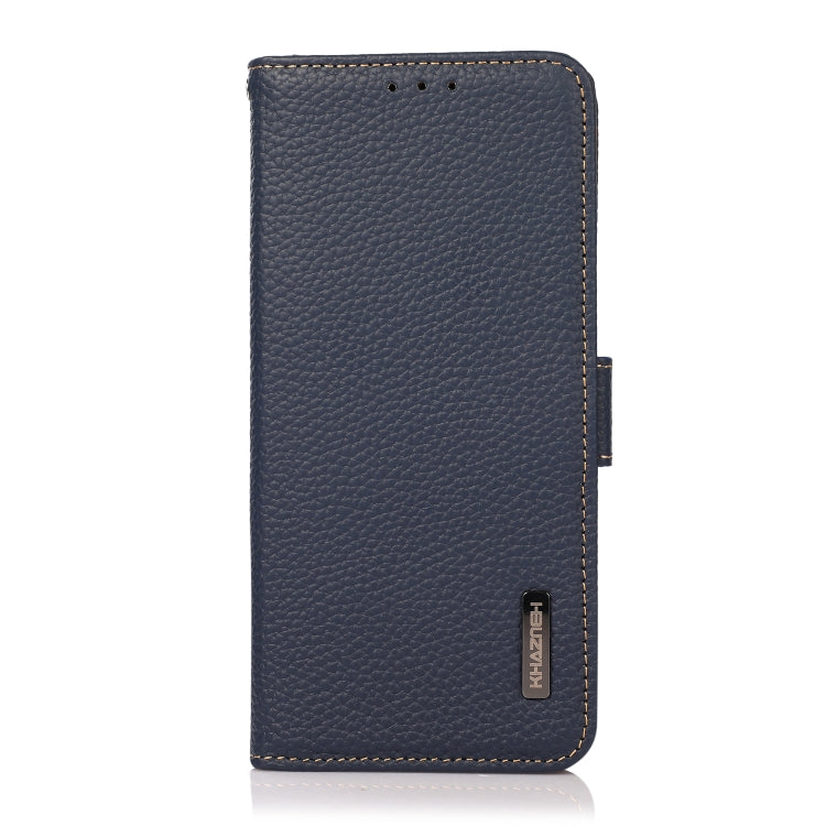 For Motorola Edge 40 KHAZNEH Side-Magnetic Litchi Genuine Leather RFID Phone Case(Blue) - Motorola Cases by PMC TechLife | Online Shopping South Africa | PMC TechLife | Buy Now Pay Later Mobicred
