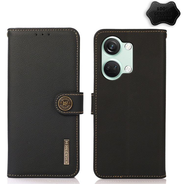 For OnePlus Nord 3 KHAZNEH Custer Genuine Leather RFID Phone Case(Black) - OnePlus Cases by PMC TechLife | Online Shopping South Africa | PMC TechLife | Buy Now Pay Later Mobicred
