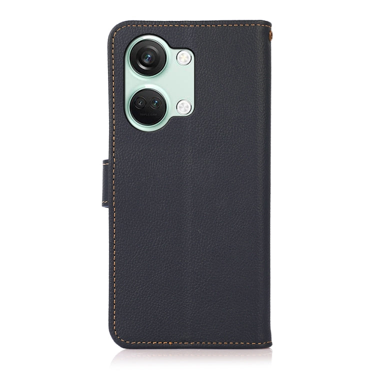 For OnePlus Nord 3 KHAZNEH Custer Genuine Leather RFID Phone Case(Blue) - OnePlus Cases by PMC TechLife | Online Shopping South Africa | PMC TechLife | Buy Now Pay Later Mobicred