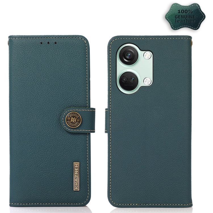 For OnePlus Nord 3 KHAZNEH Custer Genuine Leather RFID Phone Case(Green) - OnePlus Cases by PMC TechLife | Online Shopping South Africa | PMC TechLife | Buy Now Pay Later Mobicred