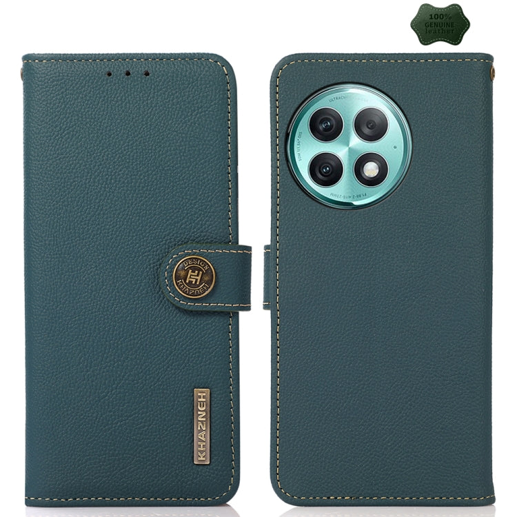 For OnePlus Ace 2 Pro KHAZNEH Custer Genuine Leather RFID Phone Case(Green) - OnePlus Cases by PMC TechLife | Online Shopping South Africa | PMC TechLife | Buy Now Pay Later Mobicred