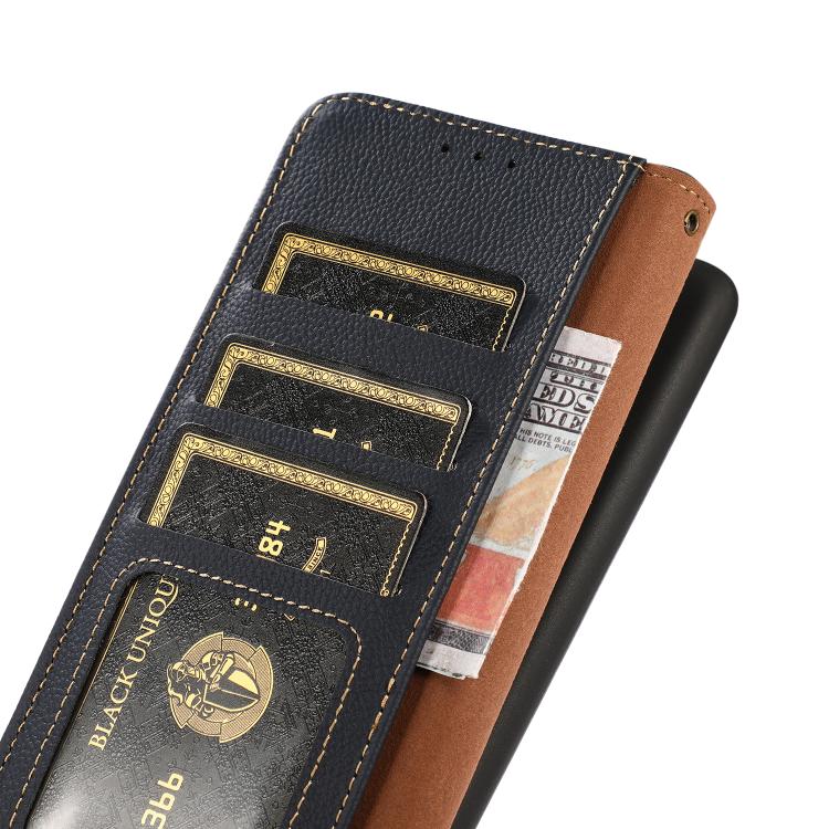 For OnePlus Ace 5 Pro / Ace 5 / 13R KHAZNEH Custer Genuine Leather RFID Phone Case(Blue) - Ace 5 Cases by PMC TechLife | Online Shopping South Africa | PMC TechLife | Buy Now Pay Later Mobicred