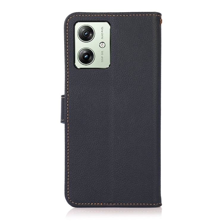 For Motorola Moto G54 5G KHAZNEH Custer Genuine Leather RFID Phone Case(Blue) - Motorola Cases by PMC TechLife | Online Shopping South Africa | PMC TechLife | Buy Now Pay Later Mobicred