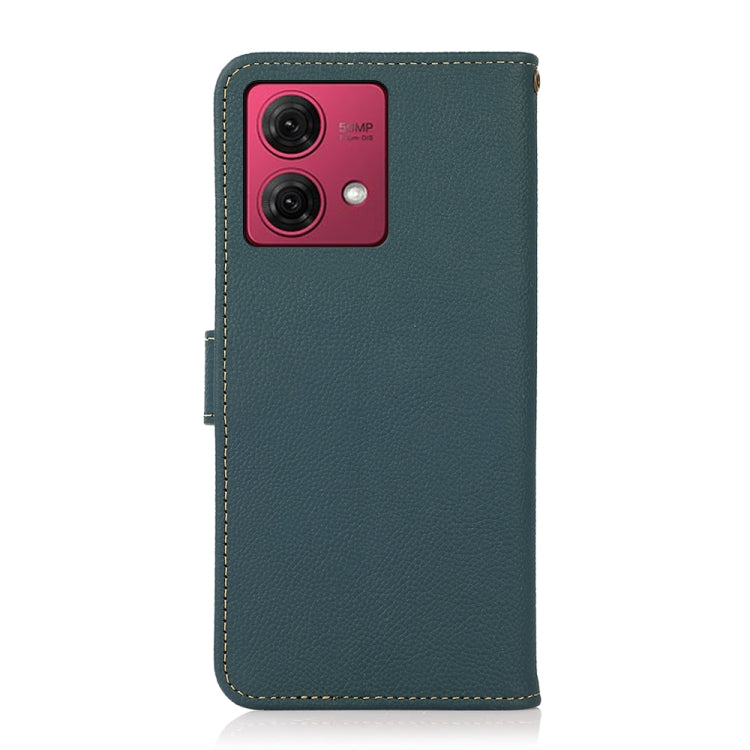 For Motorola Moto G84 5G KHAZNEH Custer Genuine Leather RFID Phone Case(Green) - Motorola Cases by PMC TechLife | Online Shopping South Africa | PMC TechLife | Buy Now Pay Later Mobicred