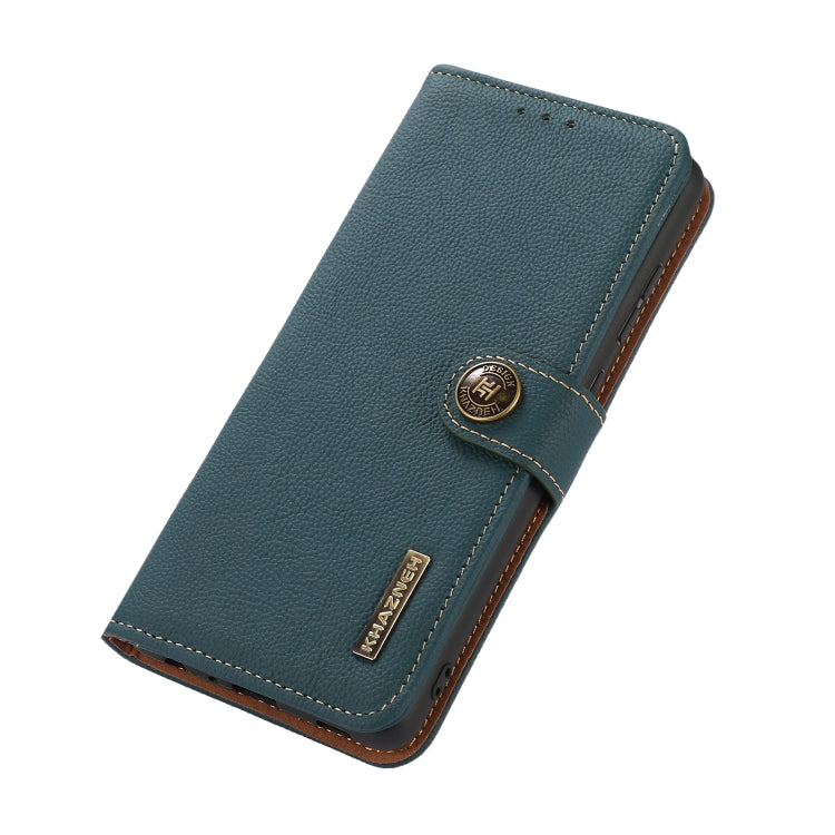 For Motorola Moto G84 5G KHAZNEH Custer Genuine Leather RFID Phone Case(Green) - Motorola Cases by PMC TechLife | Online Shopping South Africa | PMC TechLife | Buy Now Pay Later Mobicred
