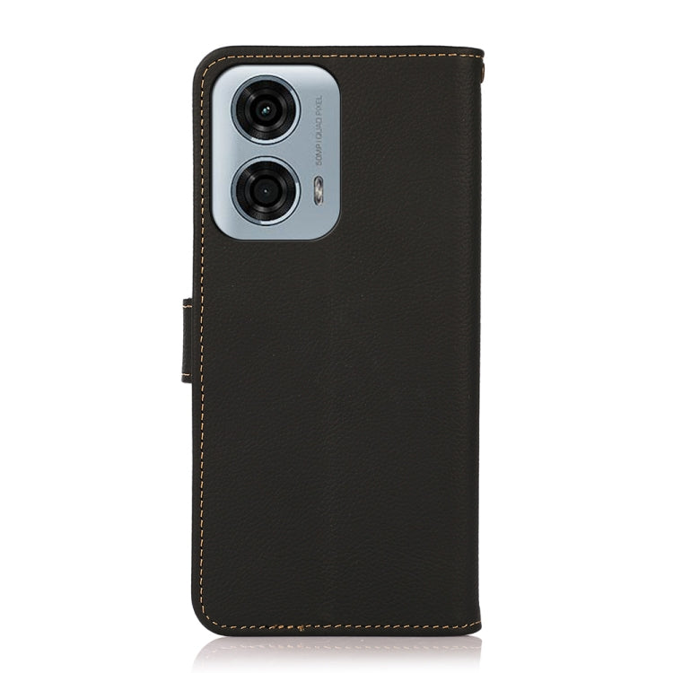 For Motorola Moto G24 KHAZNEH Custer Genuine Leather RFID Phone Case(Black) - Motorola Cases by PMC TechLife | Online Shopping South Africa | PMC TechLife | Buy Now Pay Later Mobicred