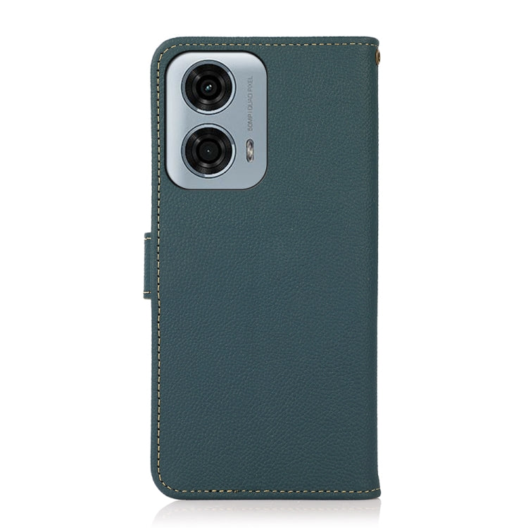 For Motorola Moto G24 KHAZNEH Custer Genuine Leather RFID Phone Case(Green) - Motorola Cases by PMC TechLife | Online Shopping South Africa | PMC TechLife | Buy Now Pay Later Mobicred