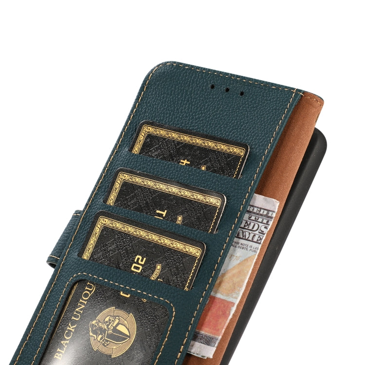 For Motorola Moto G24 KHAZNEH Custer Genuine Leather RFID Phone Case(Green) - Motorola Cases by PMC TechLife | Online Shopping South Africa | PMC TechLife | Buy Now Pay Later Mobicred