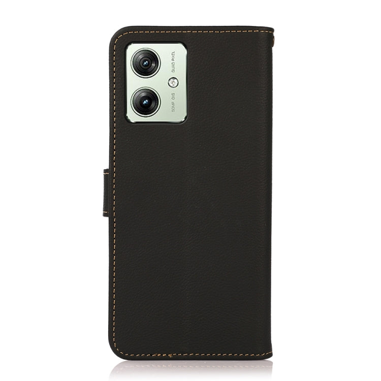 For Motorola Moto G64 5G KHAZNEH Custer Genuine Leather RFID Phone Case(Black) - Motorola Cases by PMC TechLife | Online Shopping South Africa | PMC TechLife | Buy Now Pay Later Mobicred