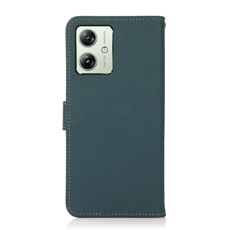 For Motorola Moto G64 5G KHAZNEH Custer Genuine Leather RFID Phone Case(Green) - Motorola Cases by PMC TechLife | Online Shopping South Africa | PMC TechLife | Buy Now Pay Later Mobicred
