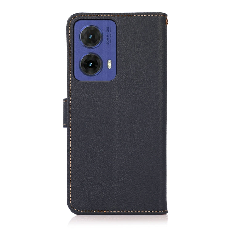 For Motorola Moto G85 KHAZNEH Custer Genuine Leather RFID Phone Case(Blue) - Motorola Cases by PMC TechLife | Online Shopping South Africa | PMC TechLife | Buy Now Pay Later Mobicred