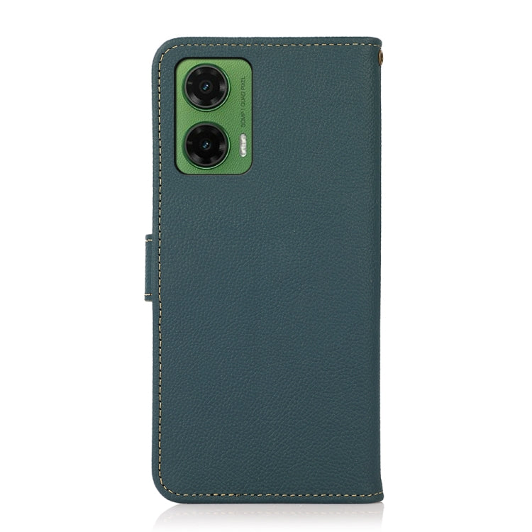 For Motorola Moto G35 KHAZNEH Custer Genuine Leather RFID Phone Case(Green) - Motorola Cases by PMC TechLife | Online Shopping South Africa | PMC TechLife | Buy Now Pay Later Mobicred