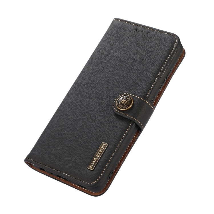 For Motorola Moto G75 5G KHAZNEH Custer Genuine Leather RFID Phone Case(Black) - Motorola Cases by PMC TechLife | Online Shopping South Africa | PMC TechLife | Buy Now Pay Later Mobicred