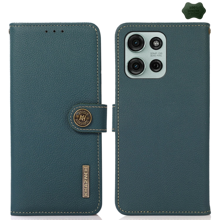 For Motorola Moto G75 5G KHAZNEH Custer Genuine Leather RFID Phone Case(Green) - free shipping - PMC TechLife - Order now!