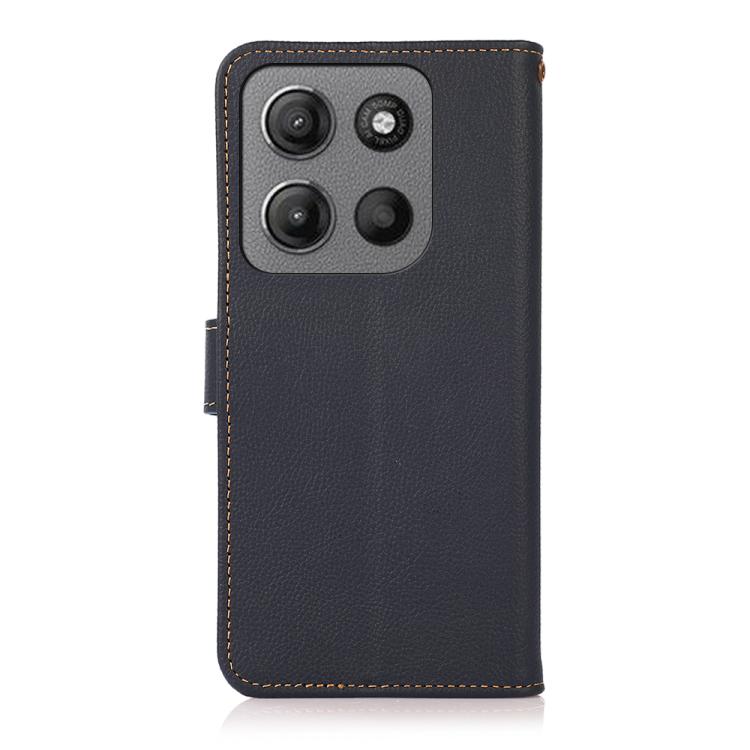 For Motorola Moto G15 4G KHAZNEH Custer Genuine Leather RFID Phone Case(Blue) - free shipping - PMC TechLife - Order now!