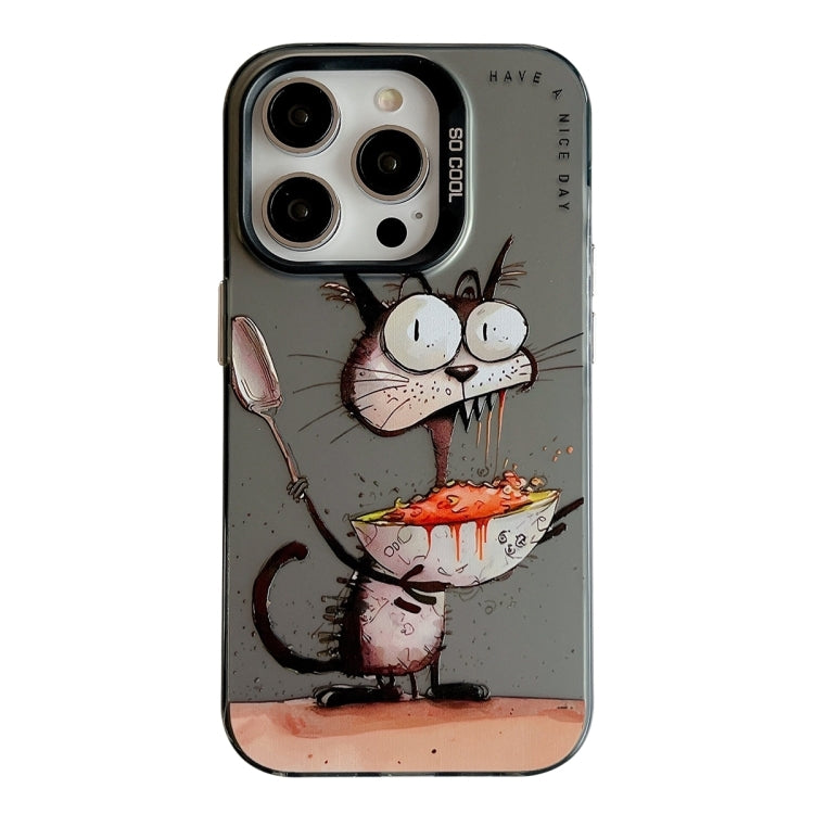 For iPhone 16 Pro Max Animal Pattern Oil Painting Series PC + TPU Phone Case(Eating Rat) - free shipping - PMC TechLife - Order now!