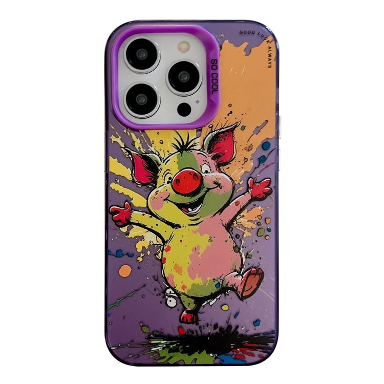 For iPhone 16 Pro Animal Pattern Oil Painting Series PC + TPU Phone Case(Happy Pig) - iPhone 16 Pro Cases by PMC TechLife | Online Shopping South Africa | PMC TechLife | Buy Now Pay Later Mobicred