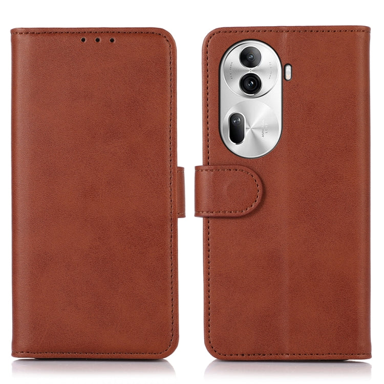 For OPPO Reno11 5G Pro Global Cow Texture Flip Leather Phone Case(Brown) - Reno11 Pro Cases by PMC TechLife | Online Shopping South Africa | PMC TechLife | Buy Now Pay Later Mobicred
