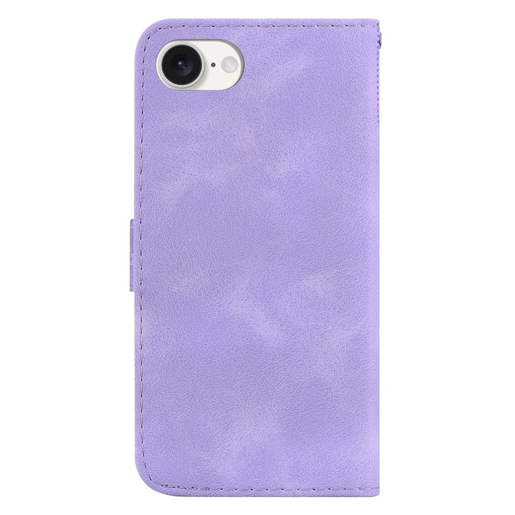 For iPhone 16e Seven-shaped Embossed Leather Phone Case(Purple) - iPhone 16e Cases by PMC TechLife | Online Shopping South Africa | PMC TechLife | Buy Now Pay Later Mobicred