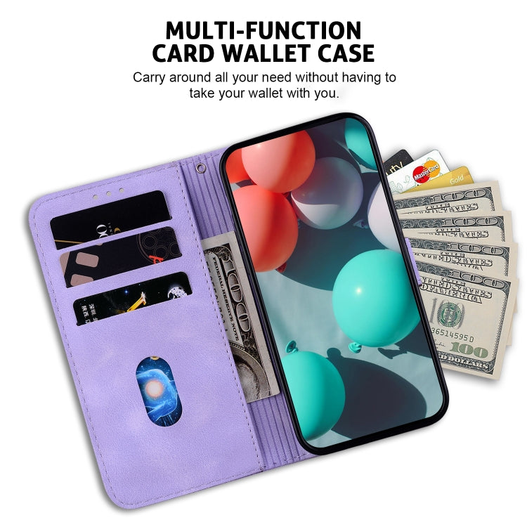 For iPhone 16e Seven-shaped Embossed Leather Phone Case(Purple) - iPhone 16e Cases by PMC TechLife | Online Shopping South Africa | PMC TechLife | Buy Now Pay Later Mobicred