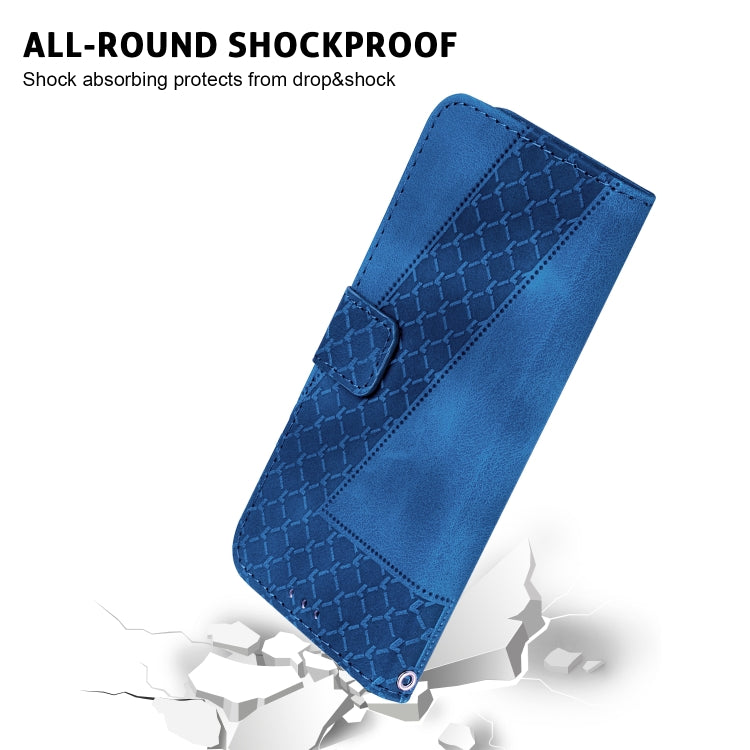 For iPhone 16e Seven-shaped Embossed Leather Phone Case(Blue) - iPhone 16e Cases by PMC TechLife | Online Shopping South Africa | PMC TechLife | Buy Now Pay Later Mobicred