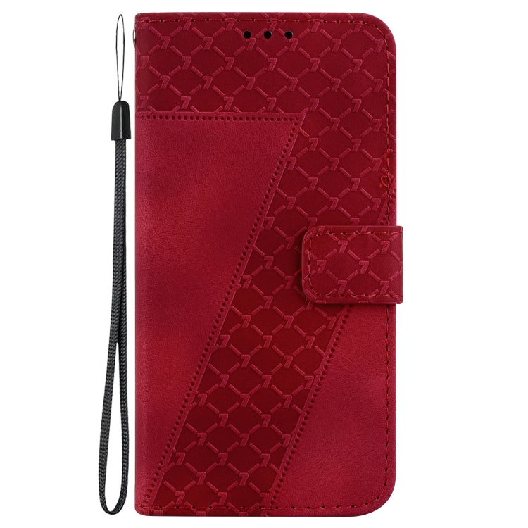 For iPhone 16e Seven-shaped Embossed Leather Phone Case(Red) - iPhone 16e Cases by PMC TechLife | Online Shopping South Africa | PMC TechLife | Buy Now Pay Later Mobicred