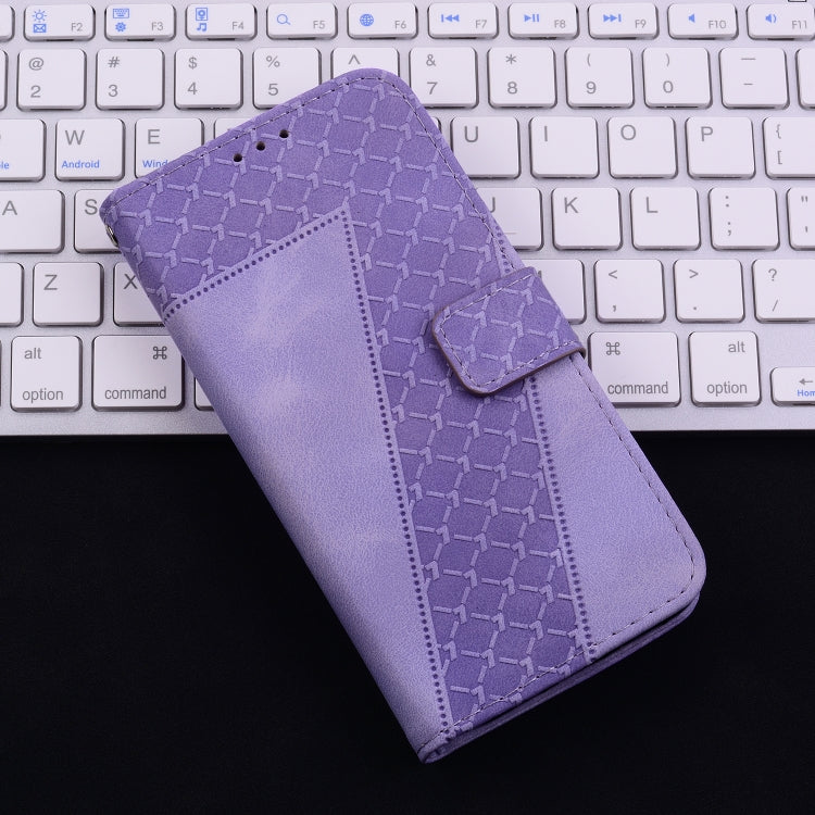 For iPhone 16 Pro Seven-shaped Embossed Leather Phone Case(Purple) - iPhone 16 Pro Cases by PMC TechLife | Online Shopping South Africa | PMC TechLife | Buy Now Pay Later Mobicred