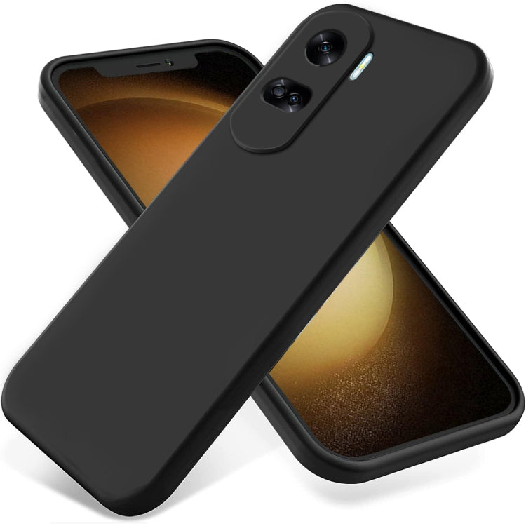 For Honor 90 Lite / X50i Pure Color Liquid Silicone Shockproof Phone Case(Black) - Honor Cases by PMC TechLife | Online Shopping South Africa | PMC TechLife | Buy Now Pay Later Mobicred