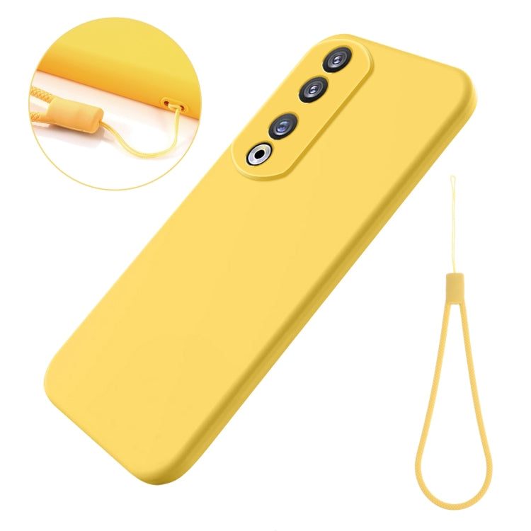 For Honor 90 Pro Pure Color Liquid Silicone Shockproof Phone Case(Yellow) - Honor Cases by PMC TechLife | Online Shopping South Africa | PMC TechLife | Buy Now Pay Later Mobicred