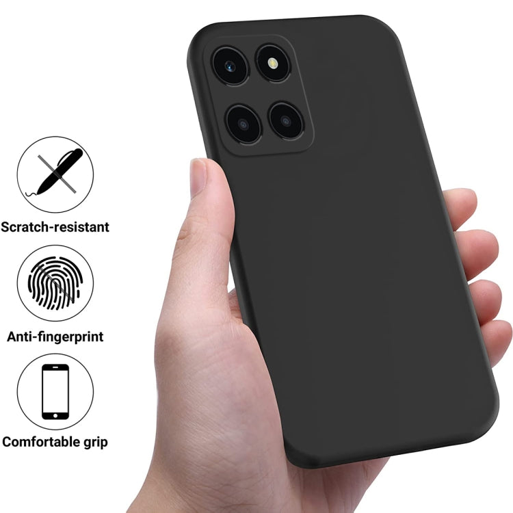 For Honor X6a Pure Color Liquid Silicone Shockproof Phone Case(Black) - Honor Cases by PMC TechLife | Online Shopping South Africa | PMC TechLife