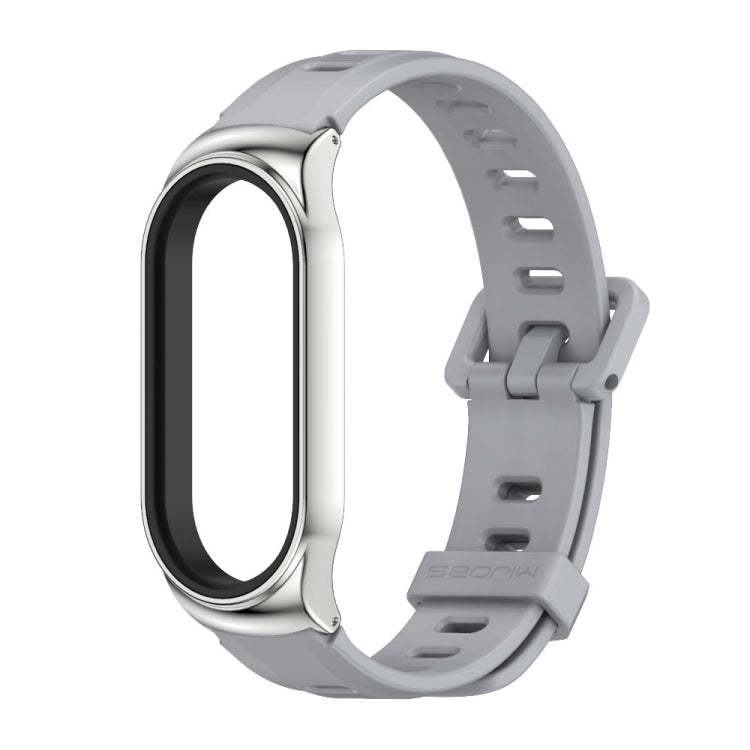 For Xiaomi Mi Band 8 Mijobs CS Case Flat Hole Silicone Watch Band(Grey Silver) - free shipping - PMc TechLife - Order now!