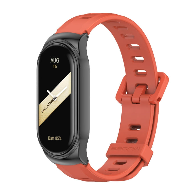 For Xiaomi Mi Band 8 Mijobs CS Case Flat Hole Silicone Watch Band(Orange Black) - free shipping - PMc TechLife - Order now!