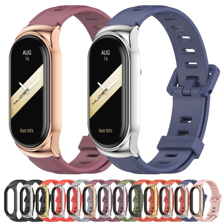 For Xiaomi Mi Band 8 Mijobs CS Case Flat Hole Silicone Watch Band(Pink Rose Gold) - free shipping - PMc TechLife - Order now!