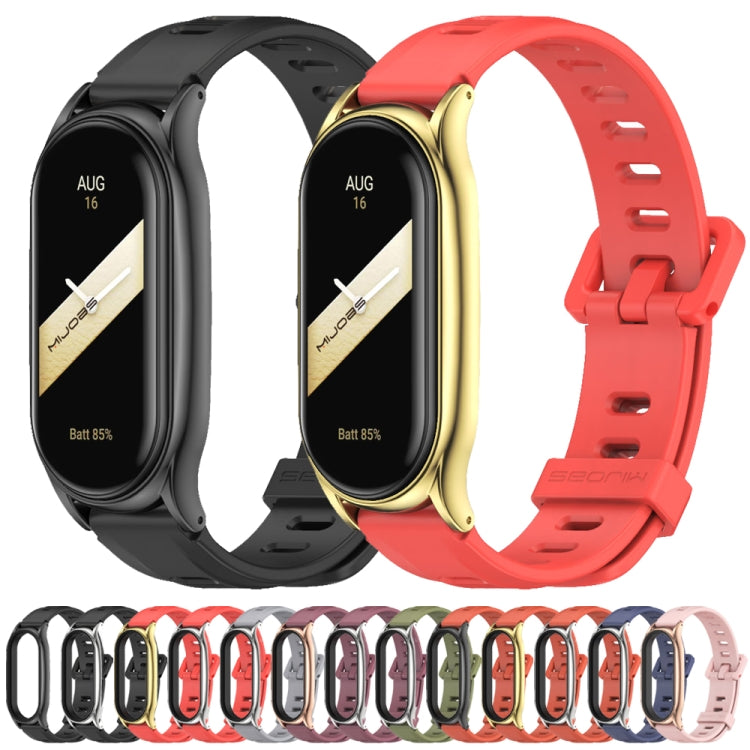 For Xiaomi Mi Band 8 Mijobs Plus Case Flat Hole Silicone Watch Band(Pink Rose Gold) - free shipping - PMc TechLife - Order now!