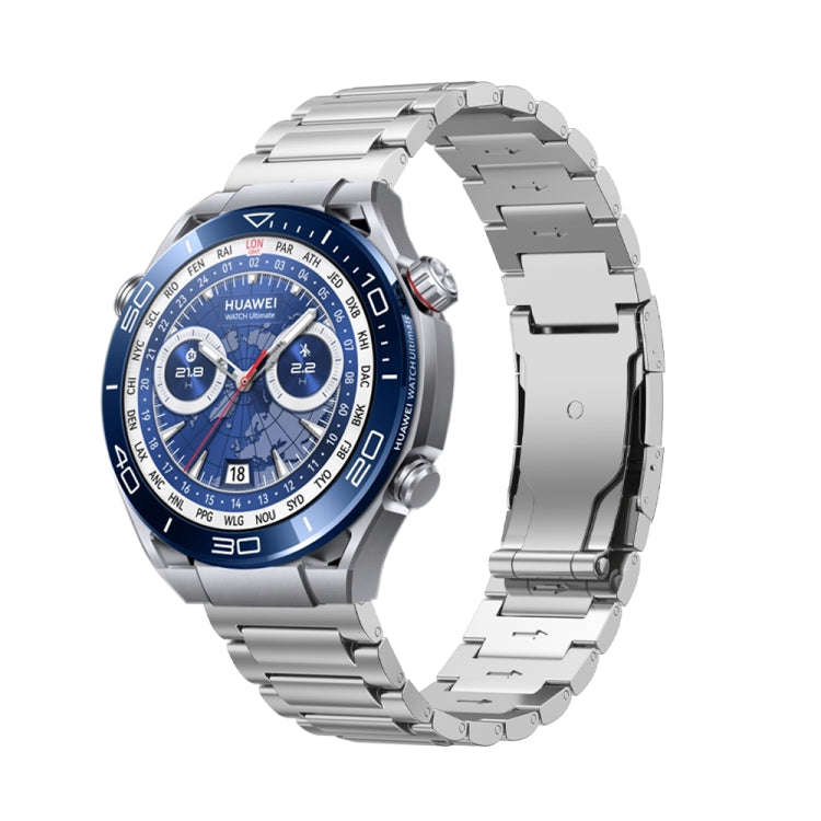 22mm Three Strains Vertical Riser Turtle Buckle Titanium Metal Watch Band(Silver) - Watch Bands by PMC TechLife | Online Shopping South Africa | PMC TechLife