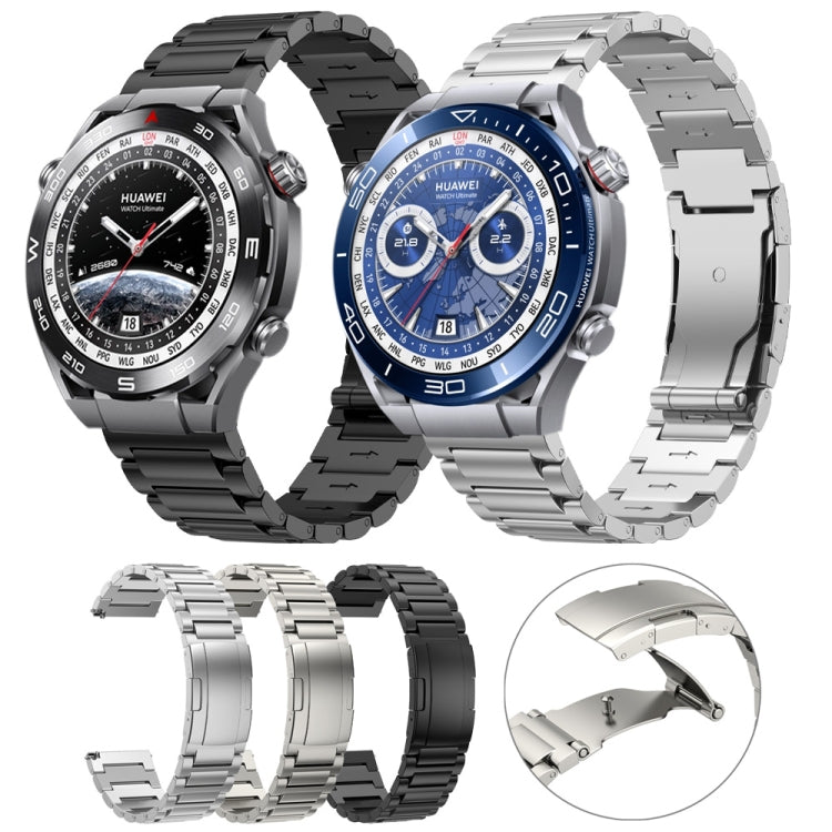 22mm Three Strains Vertical Riser Turtle Buckle Titanium Metal Watch Band(Silver) - Watch Bands by PMC TechLife | Online Shopping South Africa | PMC TechLife