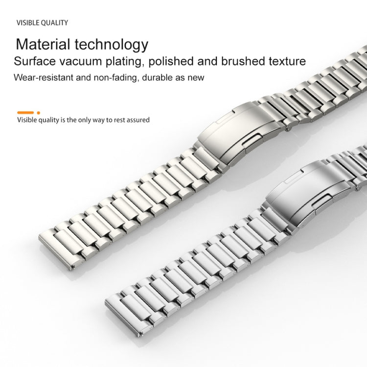 22mm Three Strains Vertical Riser Turtle Buckle Titanium Metal Watch Band(Silver) - Watch Bands by PMC TechLife | Online Shopping South Africa | PMC TechLife