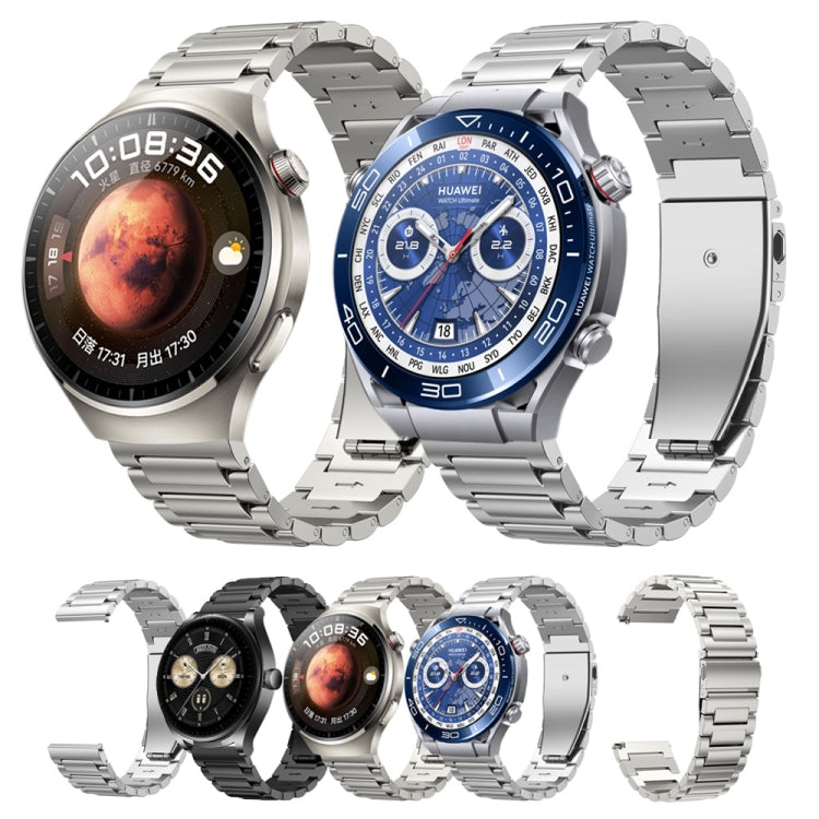 22mm Three Strains Jump Buckle Titanium Metal Watch Band(Titanium Gray) - Watch Bands by PMC TechLife | Online Shopping South Africa | PMC TechLife