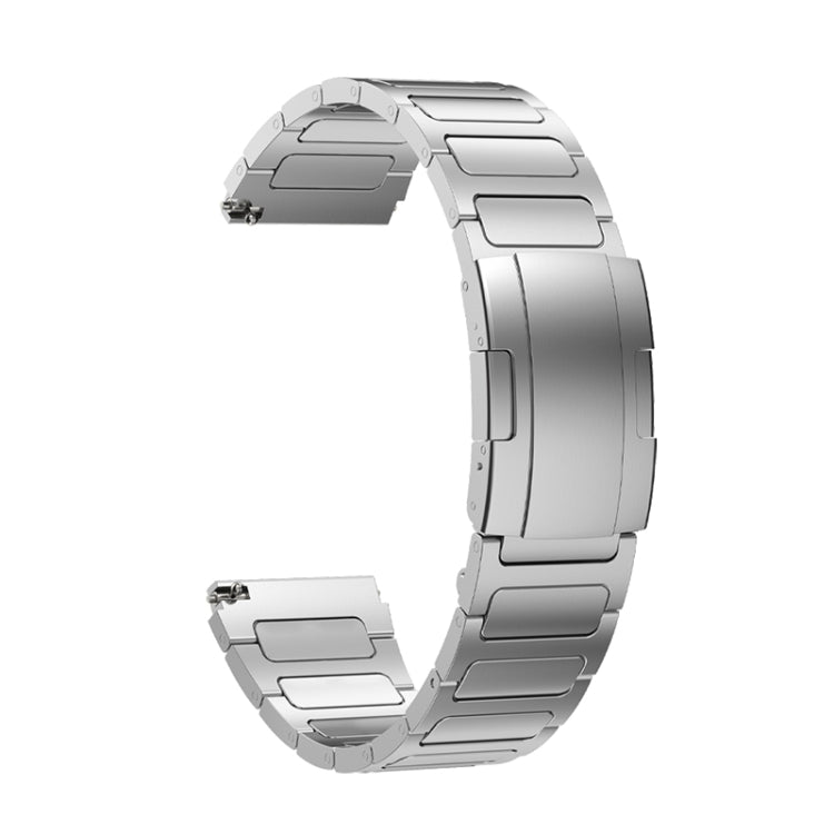 22mm Three Strains Uplift Turtle Buckle Titanium Metal Watch Band(Silver) - Watch Bands by PMC TechLife | Online Shopping South Africa | PMC TechLife